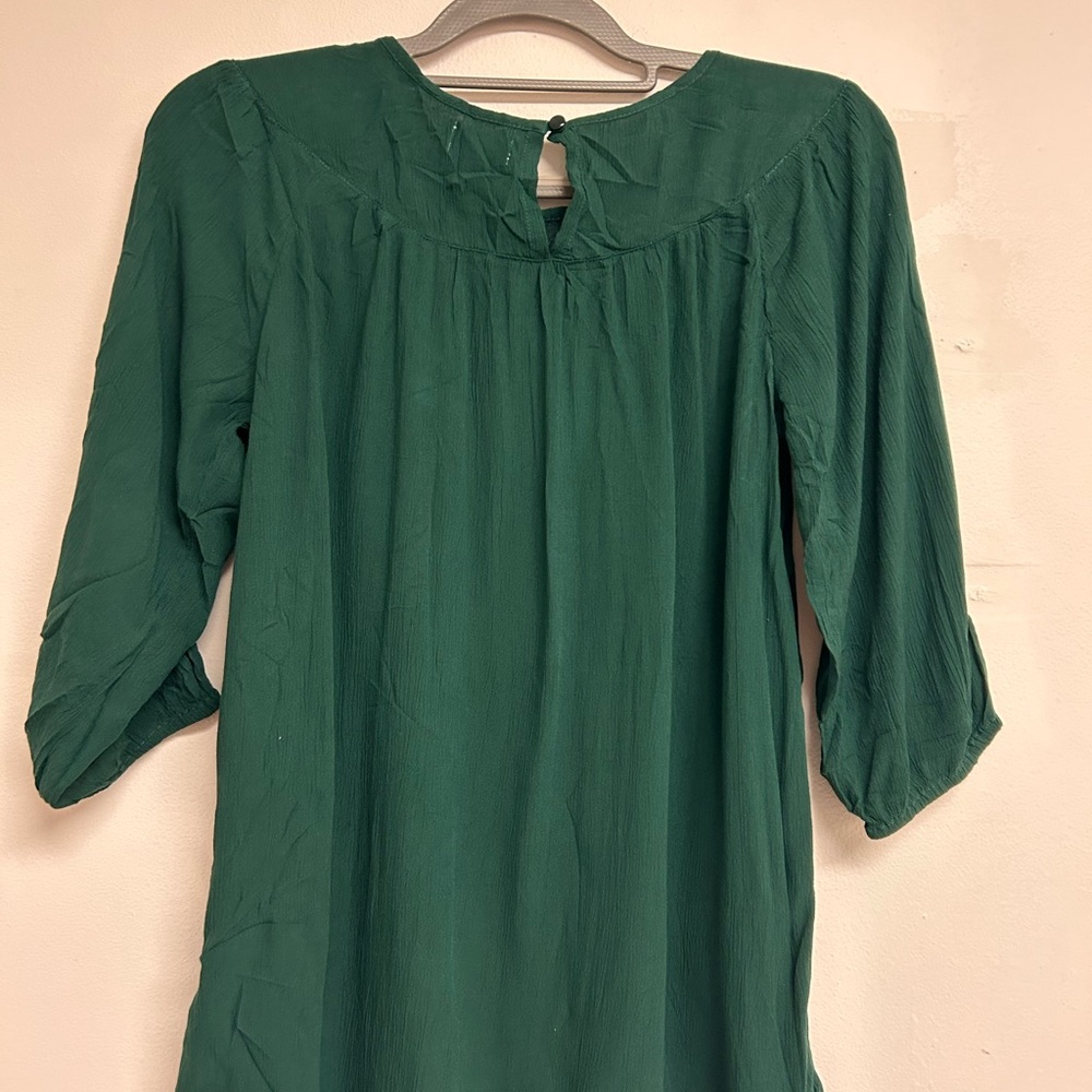 Old Navy Green Relaxed Blouse with Mandarin Collar